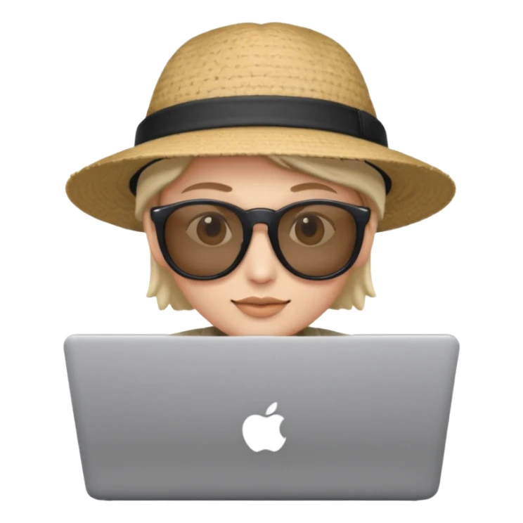 person am laptop und im hintergrund einen strand. bitte neutralen menschen, also keine frau und keinen mann sticker