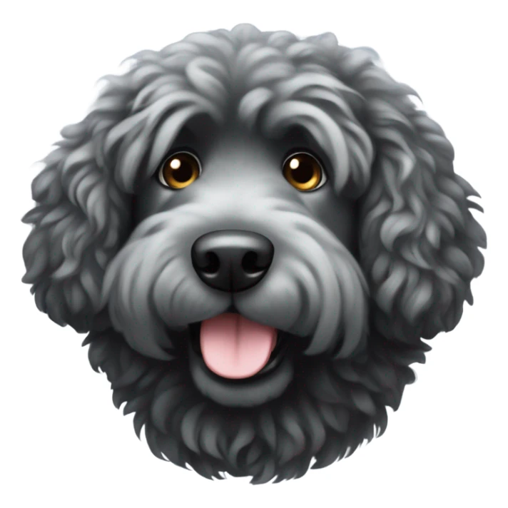 large black fluffy doodle dog sticker