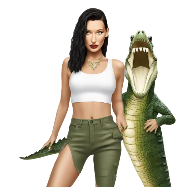 Bella hadid with half body of a crocodile  sticker