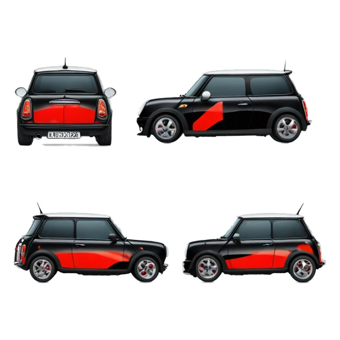 black mini cooper with 27 written on the door in red sticker