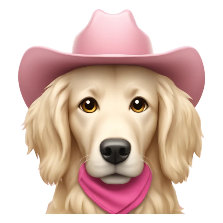  cream long haired retriever wearing pink cowboy hat sticker