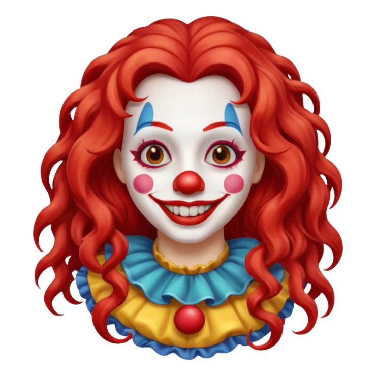 red very long hair female clown sticker