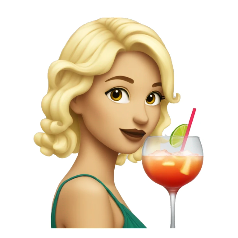 Blonde girl drinking a cocktail looking pretty sticker