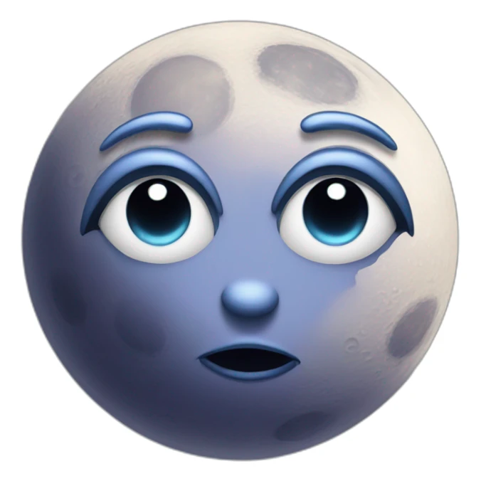 planet Moon with a cartoon kind face with big feminine eyes sticker