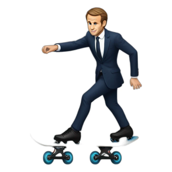 Macron, qui fait du skate avec une autre sticker