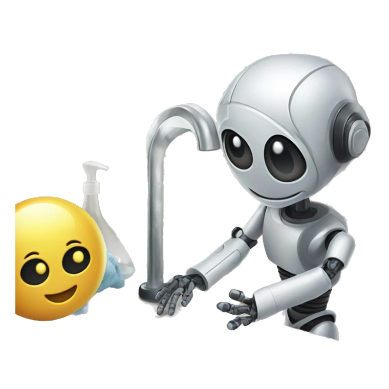 A robot taking clothes out of the sink sticker