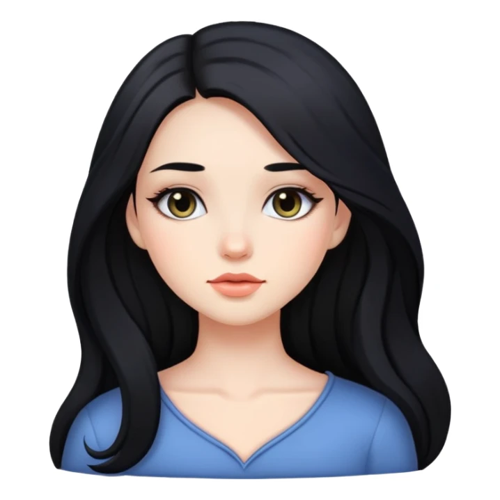 black long hair girl with soft makeup sticker
