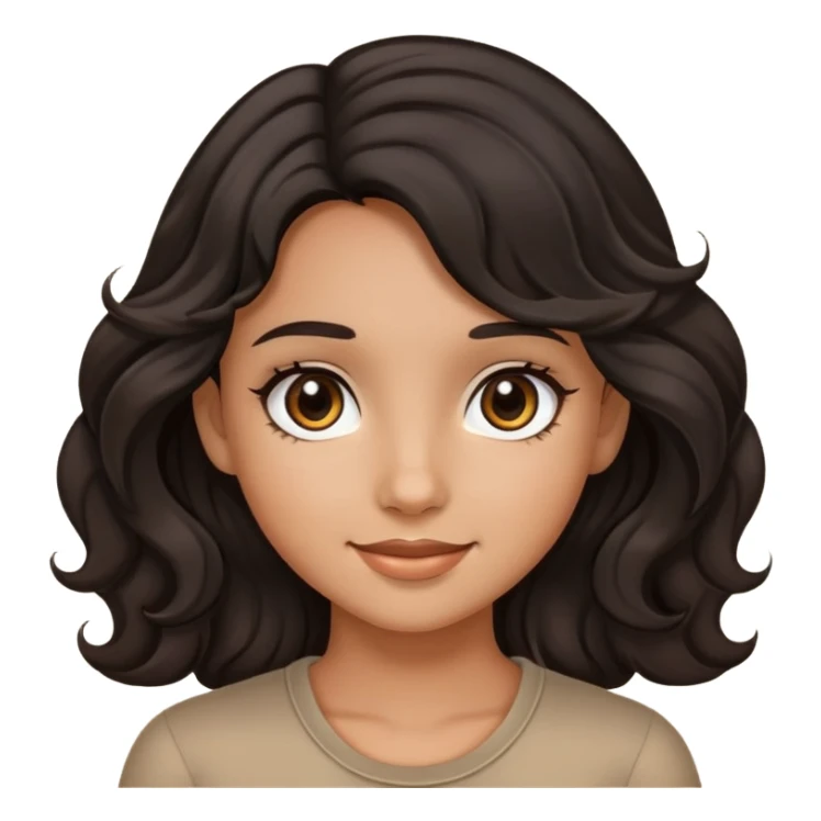 tan girl with black wavy hair and dark brown eyes sticker