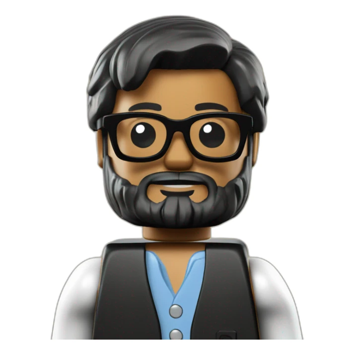 Lego minifig with black beard, wearing glasses, light brown skin sticker