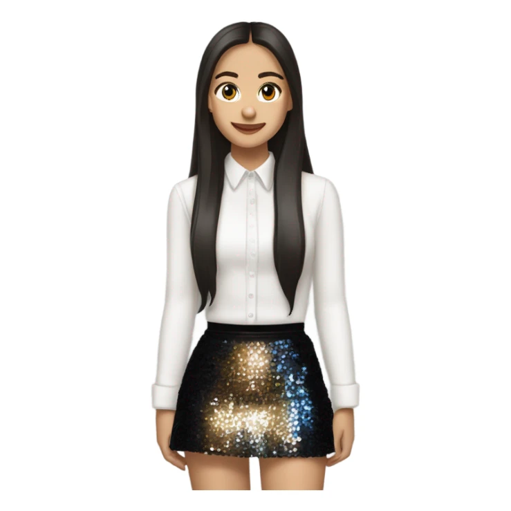 Singer Olivia Rodrigo wearing black tights platform boots sequin skirt and a white shirt  sticker