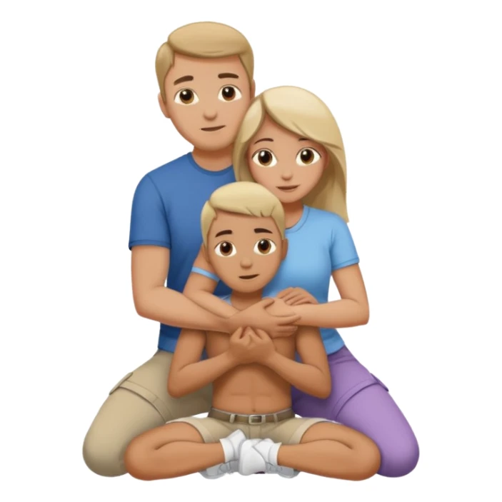man on knees hugging womans waist sticker