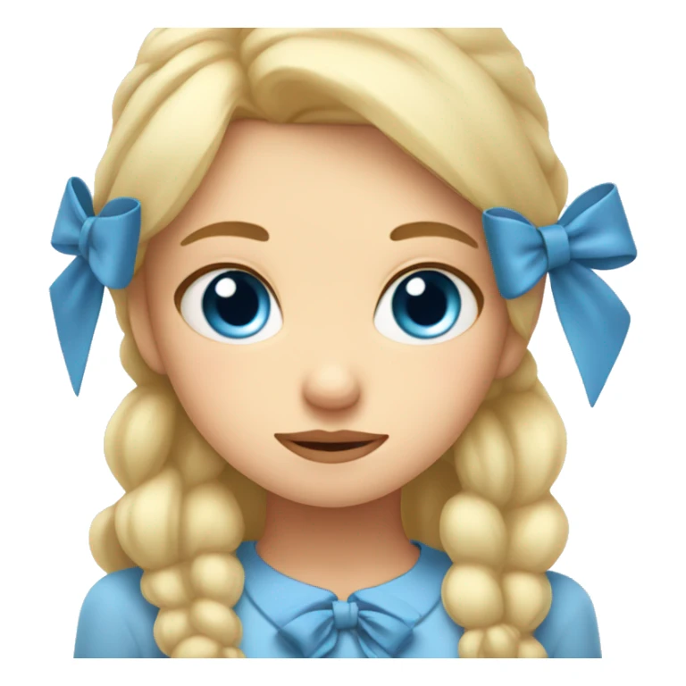Blonde girl, blue eyes, sleepy, end so cute with bows sticker