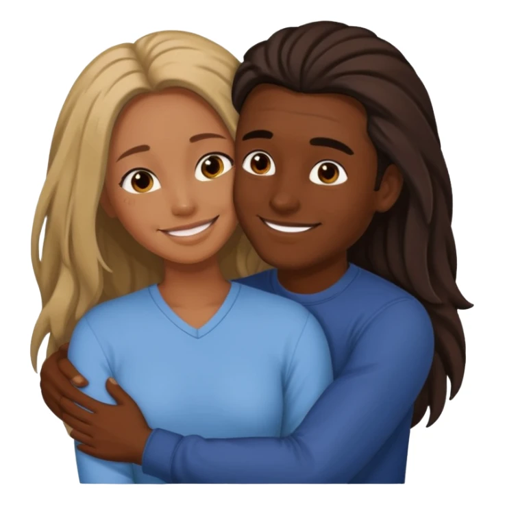 dark skin girlfriend hugs mixed boyfriend with long hair  sticker