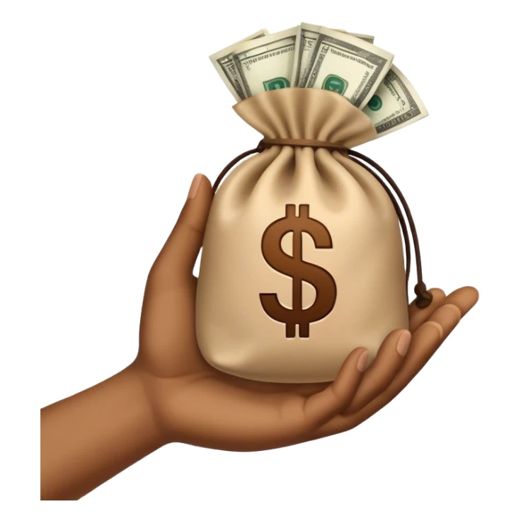A hand with a bag of money on the pal sticker