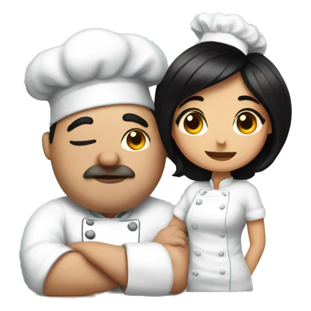 Chef with big belly kissing princess with black hair  sticker