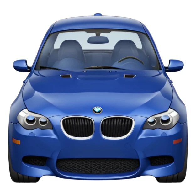 Pixar style 3D render of a cute, anthropomorphic dark blue BMW M5 E60 car. sticker