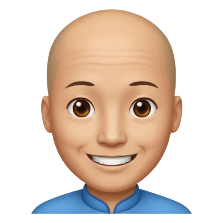 chineese man with a bald head and ponytail in the middle sticker
