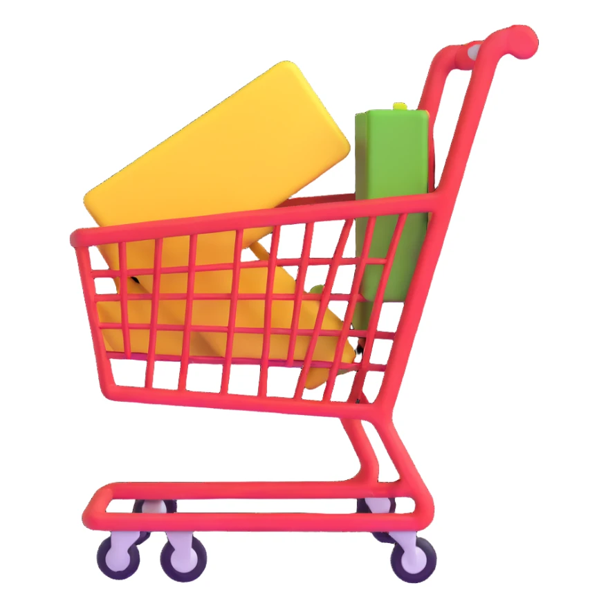 shopping cart with furniture sticker