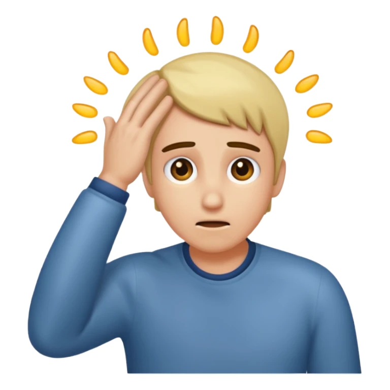 Astonished faint backwards with one hand on forehead sticker