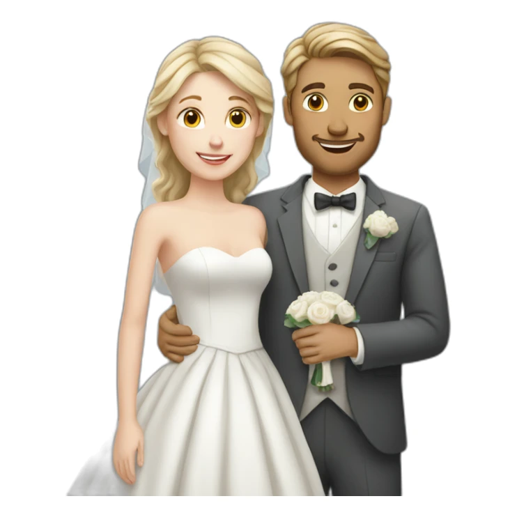 white couple marriage and holding gray cat sticker