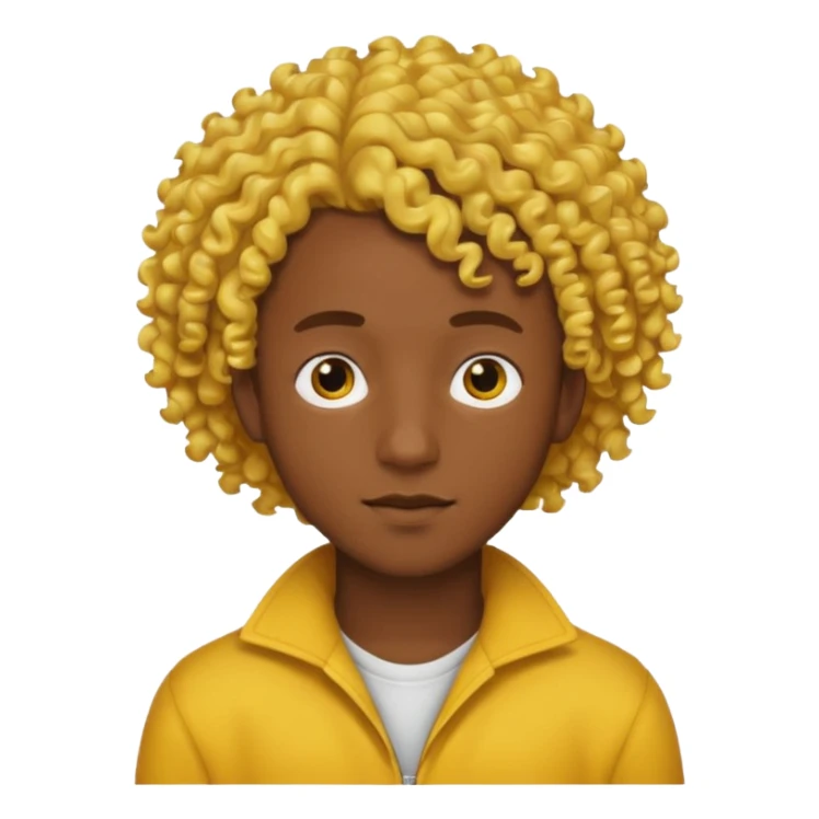 Young, male, dark skin, yellow curly hair sticker