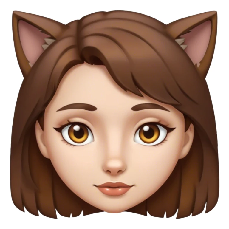 girl with wolf cut brown hair and hazel eyes  sticker