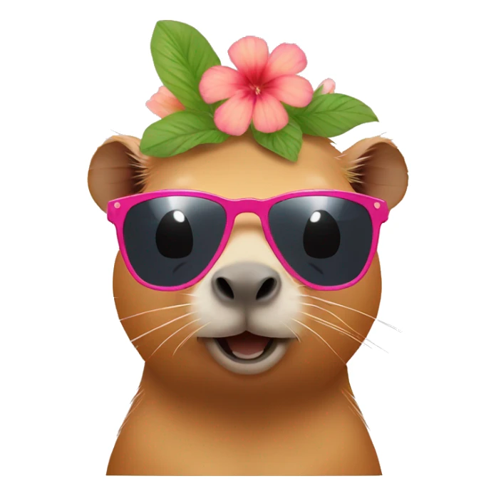 capybara with sunglasses and flower shirt eating poke sticker