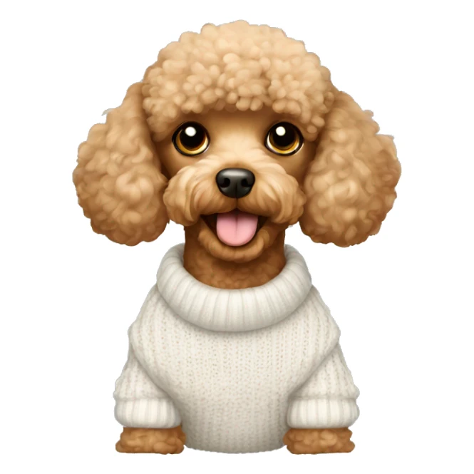 Light brown toy poodle wearing white sweater  sticker