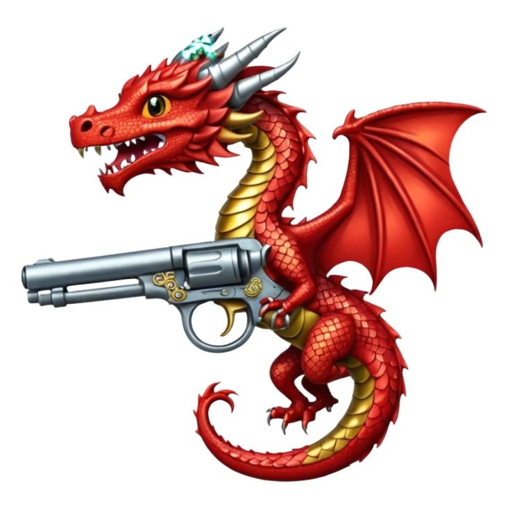 cartoon dragon gun, dragon details on pistol, no text sticker