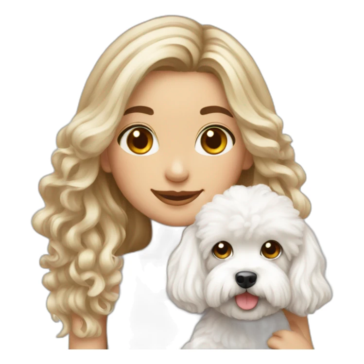 Long hair turkish girl with white maltipoo sticker