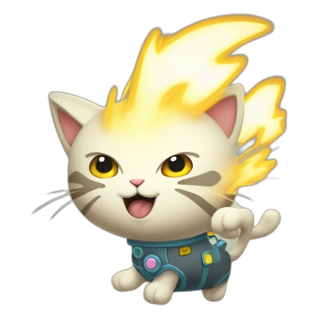electrical discharge emit electricity cartoon cat like pokemon sticker