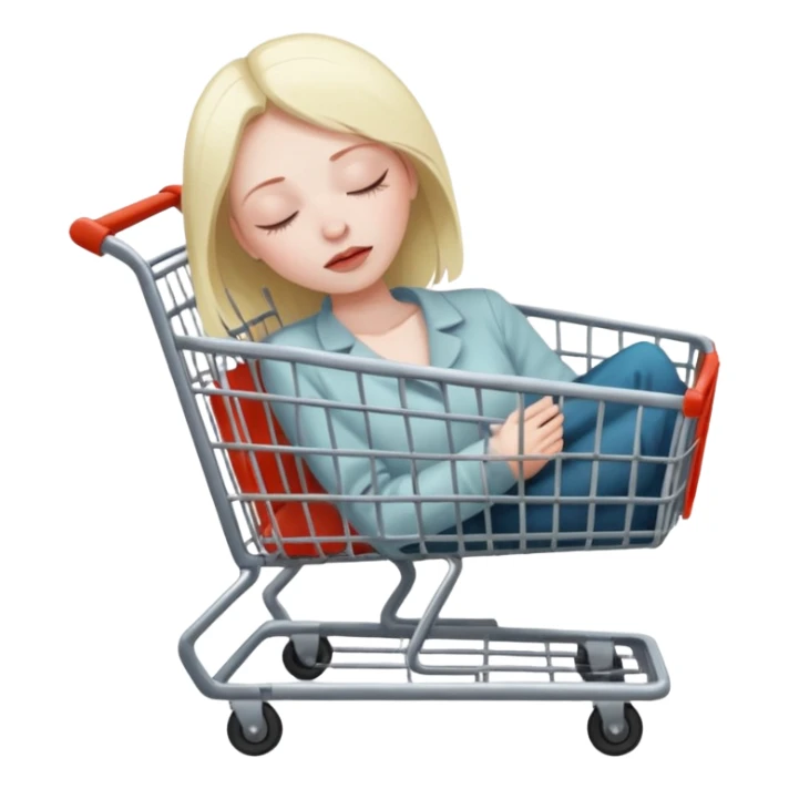 women dead with closed eyes in shopping cart   sticker