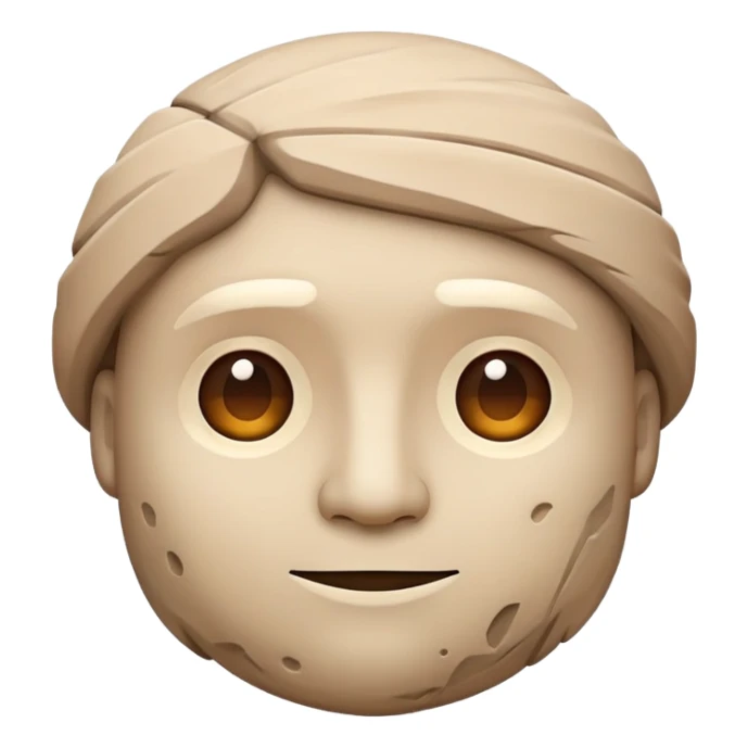 Please generate a set of unique emoji smiley faces inspired by stone man. Make emoji modern, bright and minimalistic, with clear lines and expressive faces conveying different emotions. Each emoji should be optimized for messenger use and made in desert style, browns, beige colors. sticker