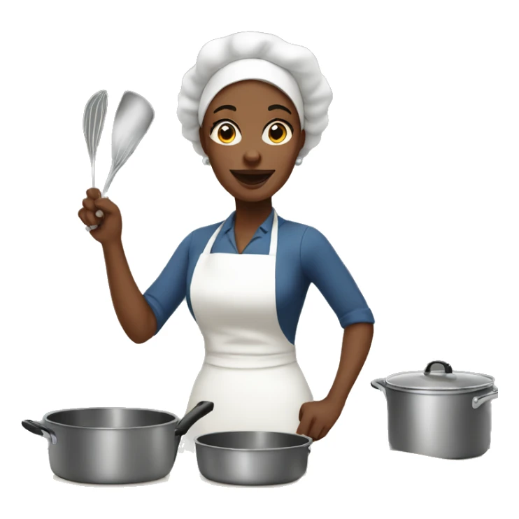 White Housewife cooking sticker