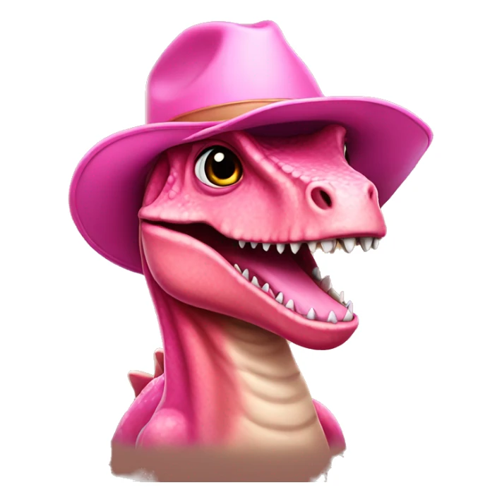 Dinosaur wearing a pink cowgirl hat sticker
