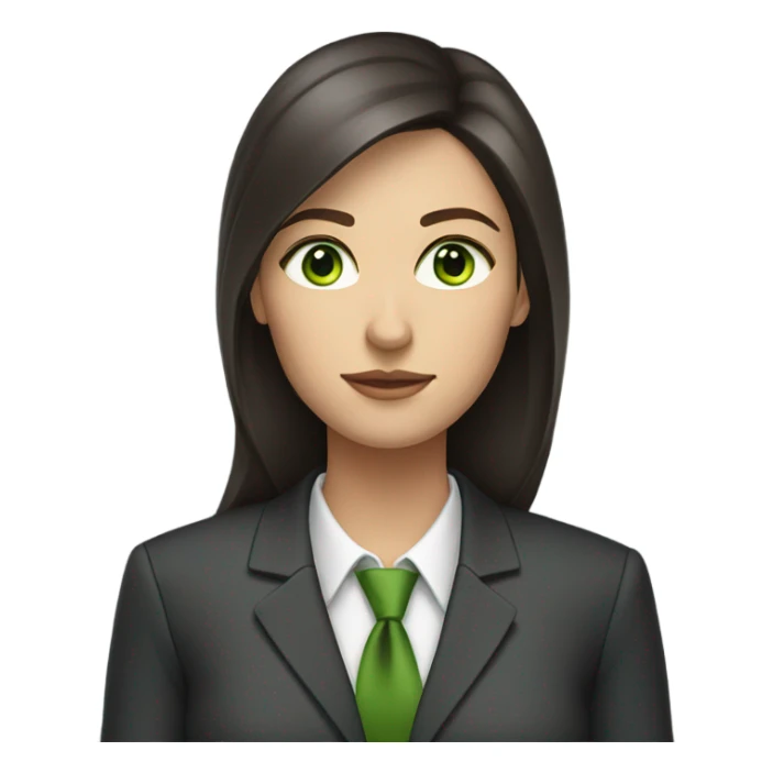 Female professional long dark brown hair green eyes suit sticker