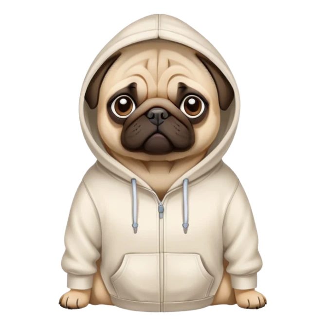 pug dog wearing a hoodie, pug life sticker
