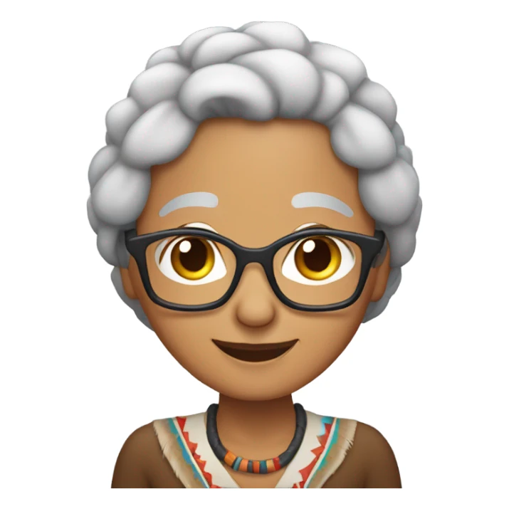 smiling elderly Native American woman with glasses sticker
