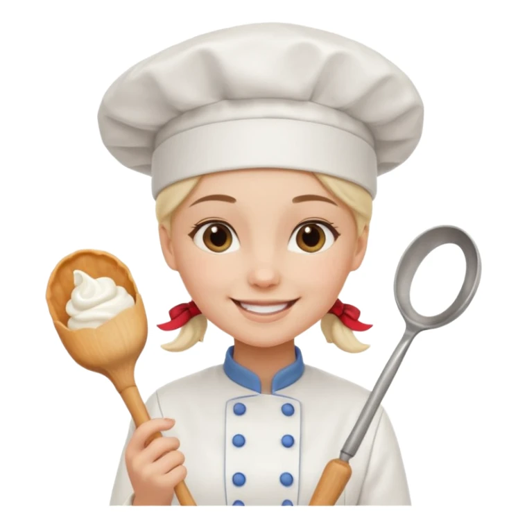 Young female baker – wearing white chef hat, holding a piping bag with cream

 sticker