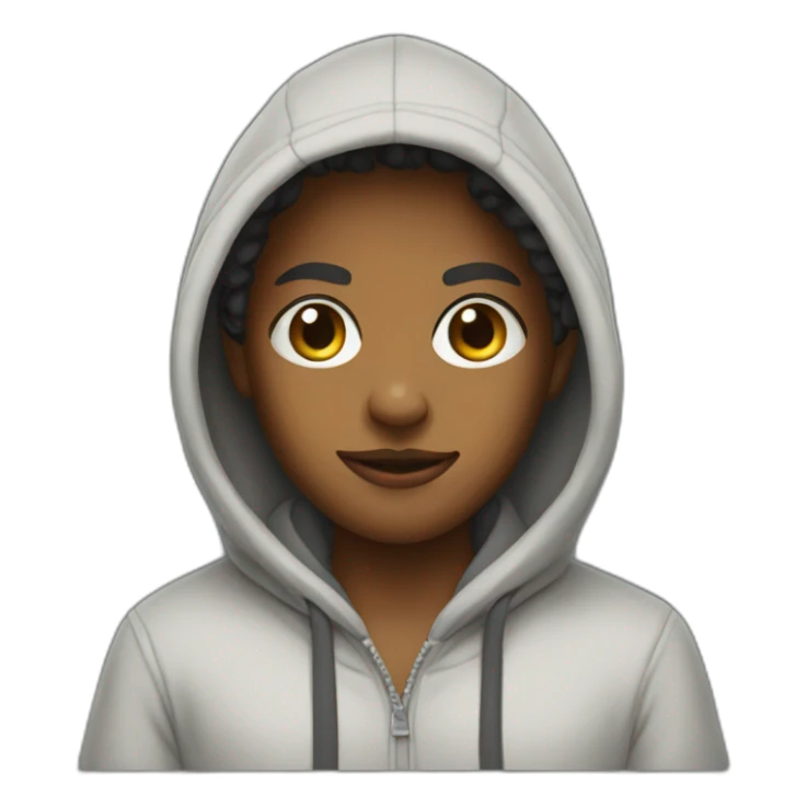 Quala wearing a hoodie sticker