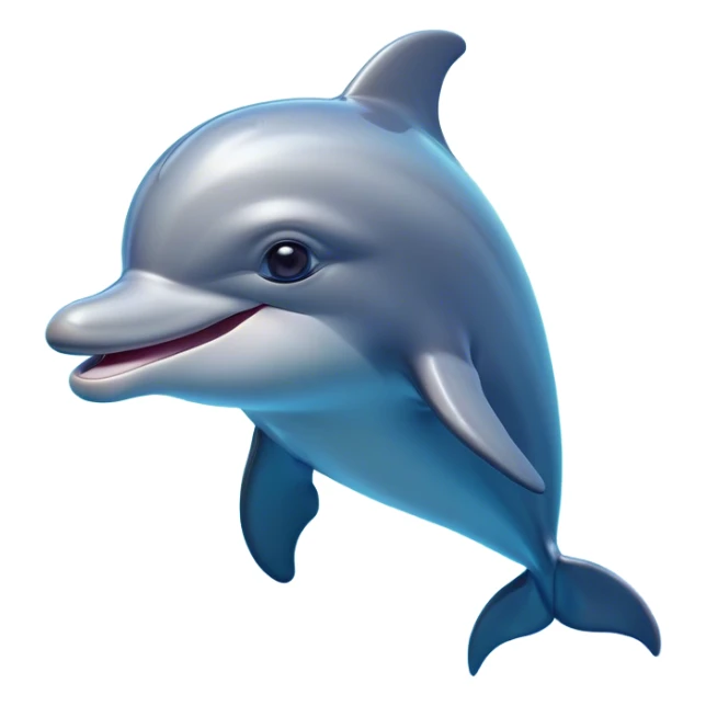Cinematic Comical Bottlenose Dolphin Portrait Emoji, Head tilted dramatically with an exaggeratedly amused expression, featuring a sleek, shiny glossy body with wide, comically expressive eyes full of playful disbelief and a quirky, animated dorsal fin, Simplified yet hilariously expressive features, highly detailed, glowing with a slightly sassy aquatic glow, high shine, dramatic yet playful, stylized with an air of cheeky marine mischief, soft glowing outline, capturing the essence of a meme-worthy dolphin that looks ready to side-eye its way into viral fame! sticker