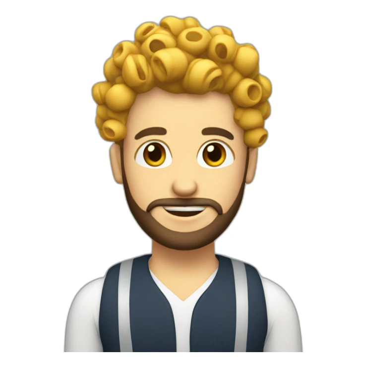 a person with curlers and a beard editing videos sticker