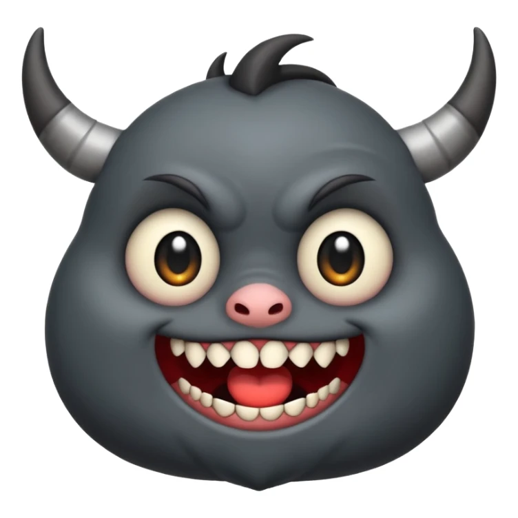 Can you create a cute / chibi emoji and some ravenous or evil cute emojis for ravenous fiend in shadow slave? Here is an image of the fiend for a baseline: https://shadowslave.fandom.com/wiki/Ravenous_Fiend?file=LittleScavybyjust_a_koifish.jpg sticker