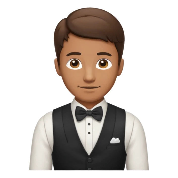 a bartender man with bow tie and vest, having brown hair















 sticker