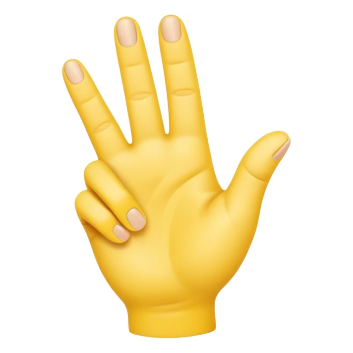 A bright yellow cartoon hand making an ‘L’ shape with the thumb and index finger. The other fingers are curled down. The hand is shown facing forward with a soft, rounded 3D style, similar to Apple emoji design. sticker