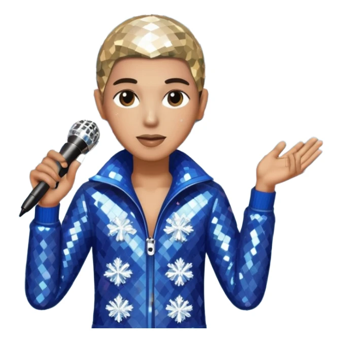 I want these emojis 💎🎤🪩❄️ in one frame with the number 17 sticker