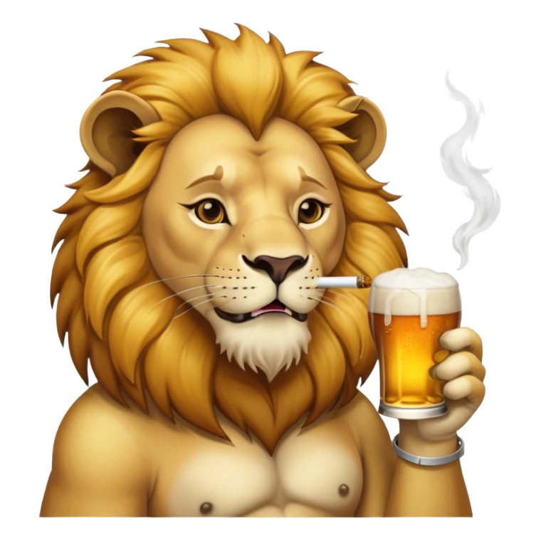 lion qui fume un join et bois une bière  sticker