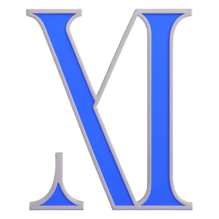 Roman numeral II, royal blue, white, and silver colors sticker