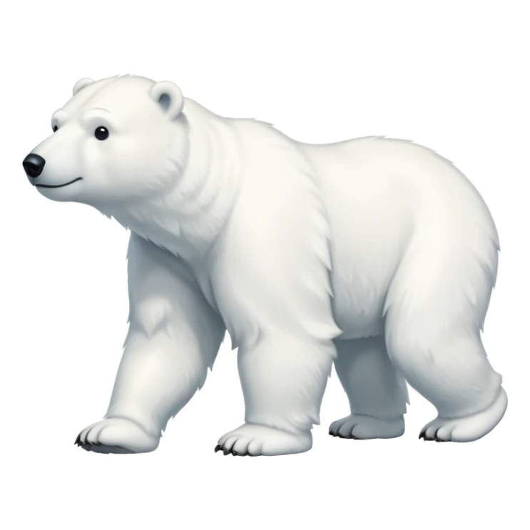 full body polar bear walking, simple, white fur, cute face sticker