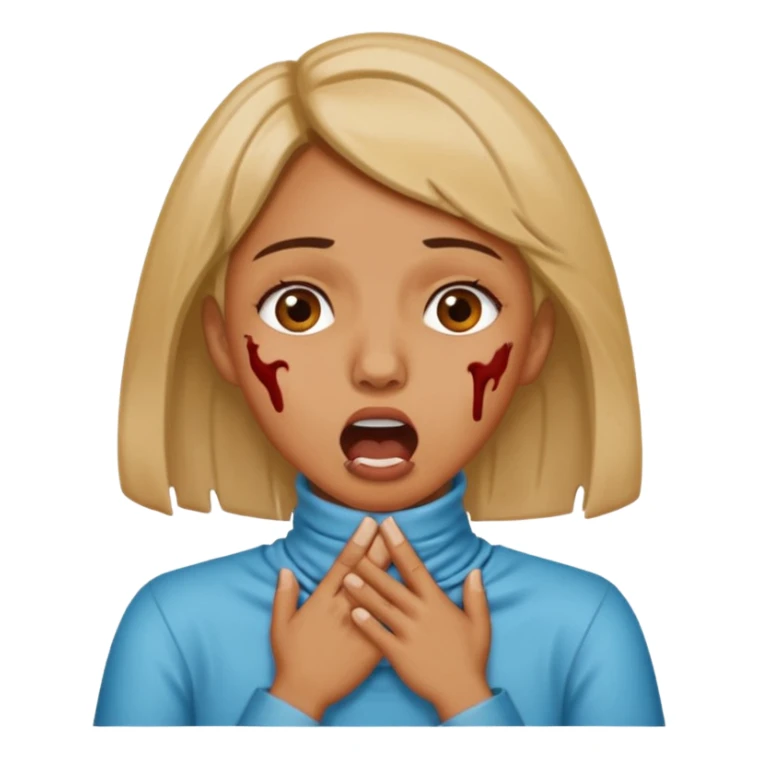female choking her neck with hands with mouth opened emoji sticker